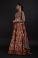 Red Banarasi Lehenga Set_DTR0645