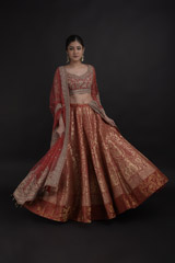 Red Banarasi Lehenga Set_DTR0648