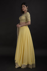 Yellow Embroidered Lehenga Set_DTR0751