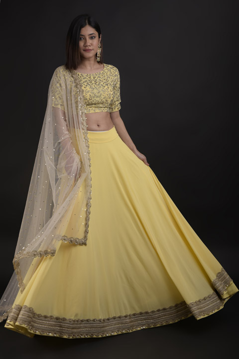 Yellow Embroidered Lehenga Set
