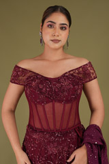 Embellished Maroon LehengaDSC05222