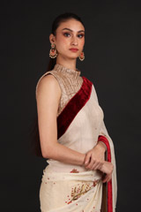 Off White Embroidered SareeIMG_1009