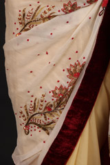 Off White Embroidered SareeIMG_1010
