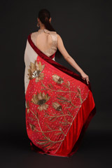 Off White Embroidered SareeIMG_1012