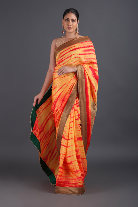 Orange Tie N Dye Saree