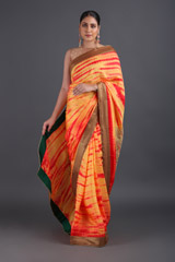 Orange Tie N Dye Saree