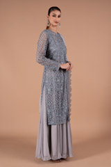 Steel Grey Jaal Work LehengaDSC01343