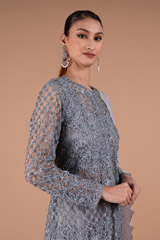 Steel Grey Jaal Work LehengaDSC01344