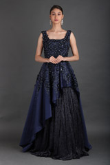 Blue 3D Floral Embellishments Gown1963_video