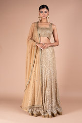Gold Sheet Antique Sequins LehengaDSC05338