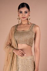 Gold Sheet Antique Sequins LehengaDSC05340