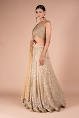 Gold Sheet Antique Sequins LehengaDSC05342