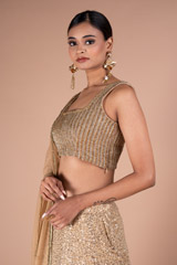 Gold Sheet Antique Sequins LehengaDSC05343