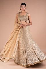 Gold Sheet Antique Sequins Lehenga