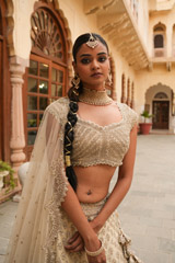 Ivory Organza Scalloped LehengaDSC04717