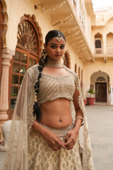 Ivory Organza Scalloped LehengaDSC04725