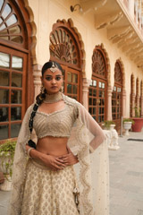 Ivory Organza Scalloped LehengaDSC04730