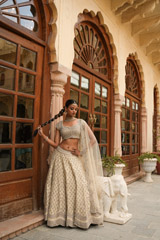 Ivory Organza Scalloped LehengaDSC04734