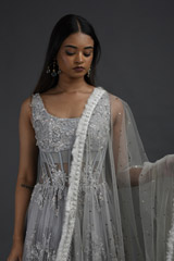 Grey Embellished Corset Gown_SUB8829