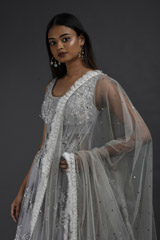 Grey Embellished Corset Gown_SUB8830