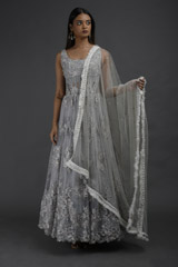 Grey Embellished Corset Gown