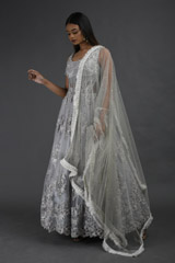Grey Embellished Corset Gown_SUB8838