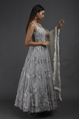 Grey Embellished Corset Gown_SUB8841