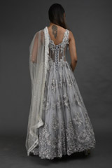 Grey Embellished Corset Gown_SUB8851