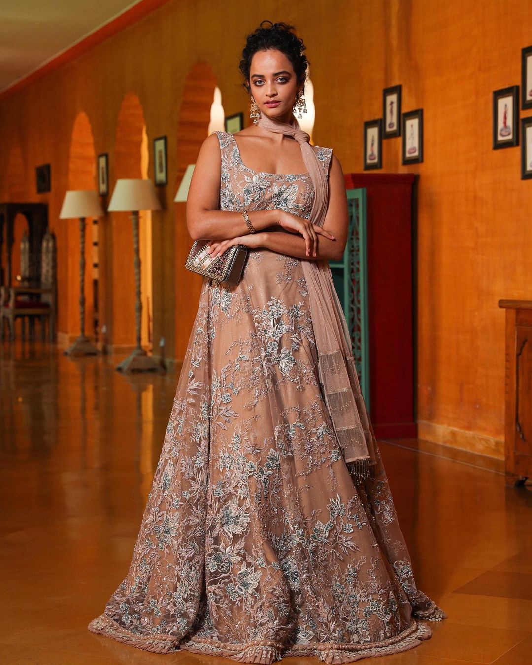 Beige Embellished Gown3