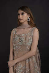 Beige Embellished Gown_DTR0727