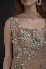 Beige Embellished Gown_DTR0733
