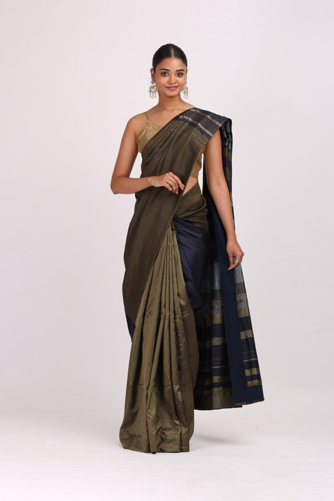 Blue Striped Silk Saree
