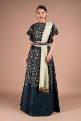 Bottle Green Rawsilk LehengaDSC05531