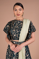Bottle Green Rawsilk LehengaDSC05532