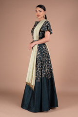 Bottle Green Rawsilk LehengaDSC05534
