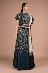 Bottle Green Rawsilk LehengaDSC05537