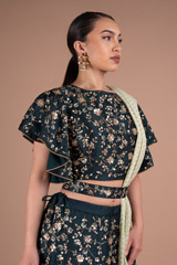 Bottle Green Rawsilk LehengaDSC05538