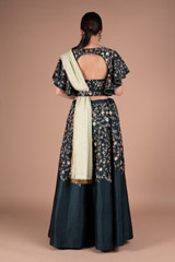 Bottle Green Rawsilk LehengaDSC05540