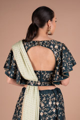 Bottle Green Rawsilk LehengaDSC05541