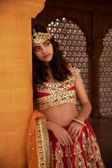 Red Embroidered Lehenga