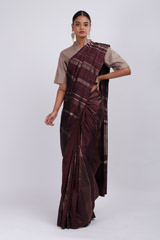 Electric Wine Handcrafted Saree