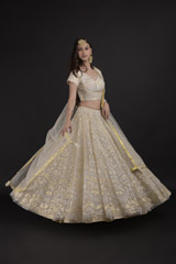White Aari And Sequins Work Lehenga
