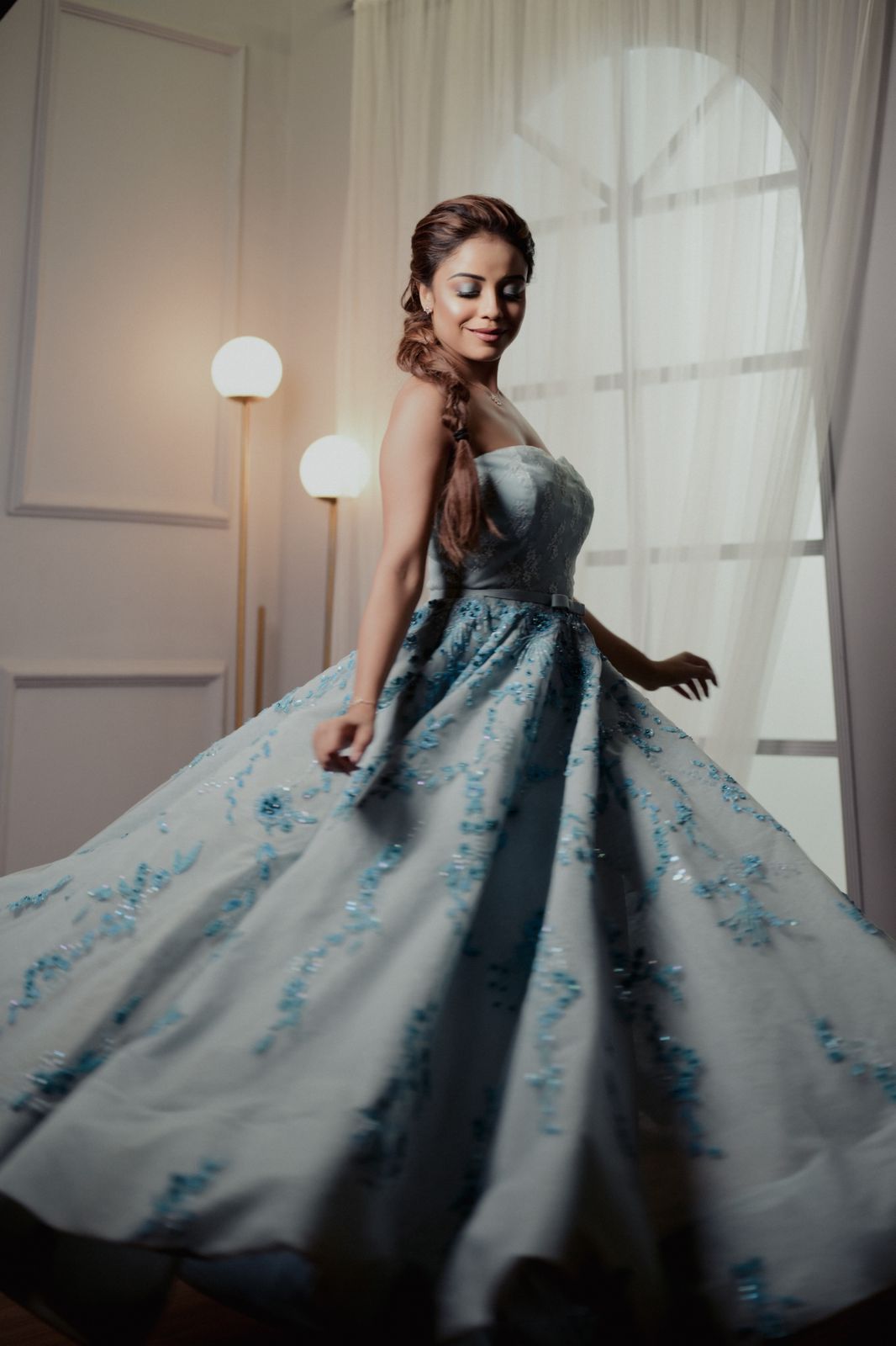 Powder Blue Off Shoulder Ball Gown
