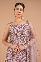 Mauve Embellished Silk Kurta SetDSC02284
