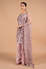 Mauve Embellished Silk Kurta SetDSC02288