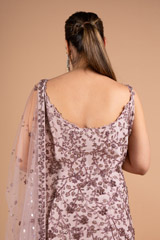 Mauve Embellished Silk Kurta SetDSC02293