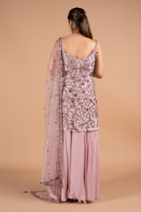 Mauve Embellished Silk Kurta SetDSC02296