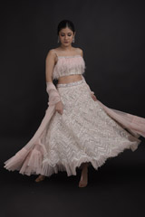 Pink Chevron Lehenga Set