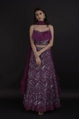 Purple Feather Embellished Lehenga Set1998_video