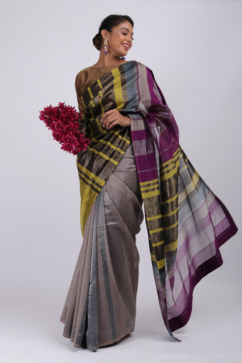 Multi Color Striped Saree